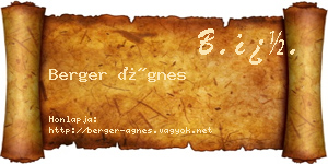 Berger Ágnes névjegykártya