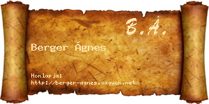 Berger Ágnes névjegykártya